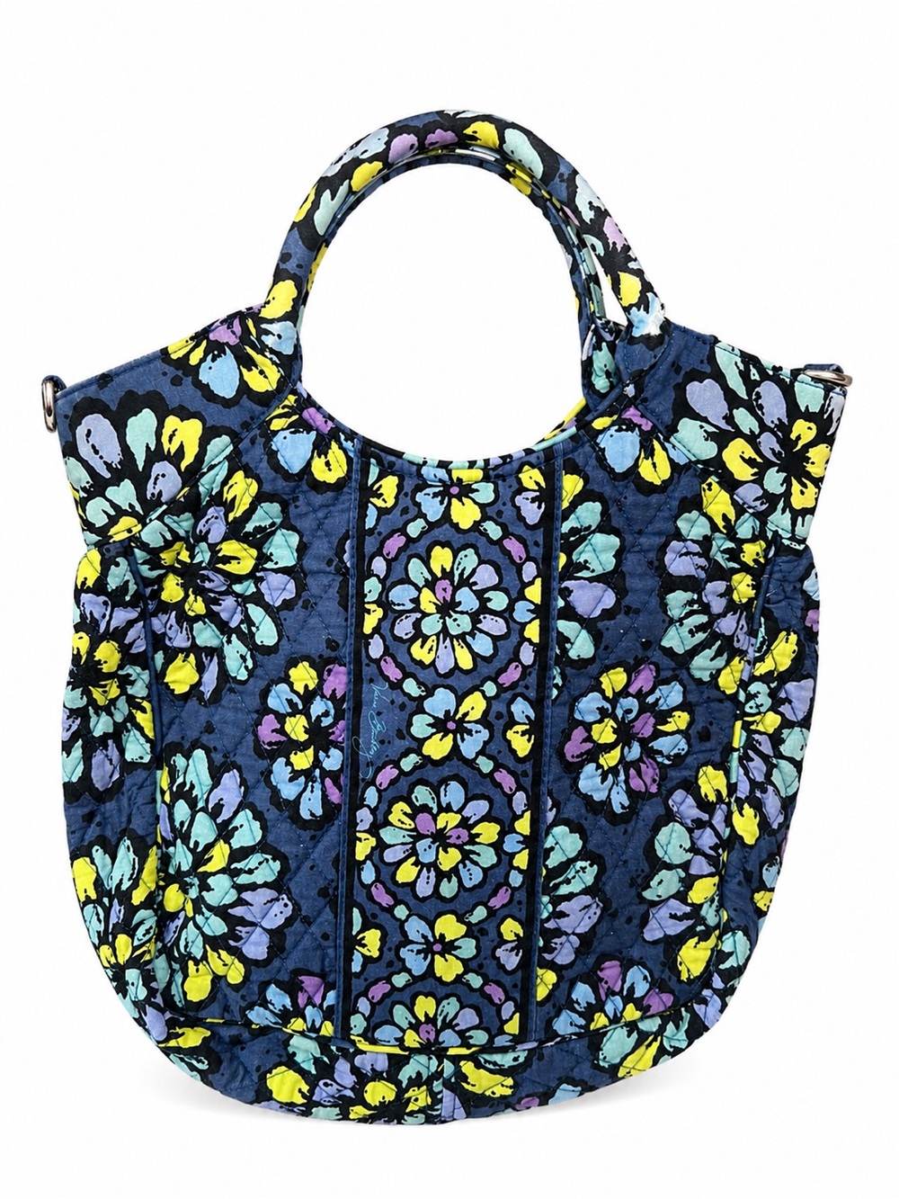 Vera Bradley Blue Floral Quilted Tote Bag Cottagecore Boho Purse
